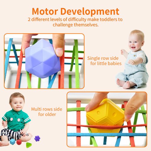 AiTuiTui Montessori Baby Toys for 1 Year Old Boy Girl Gifts, Shape Sorter Baby Toys 6 12 18 Months Early Learning Sensory Bin with 3 Soft Textured Balls, Toddlers Toy for Age 1 2 3 Autistic Children