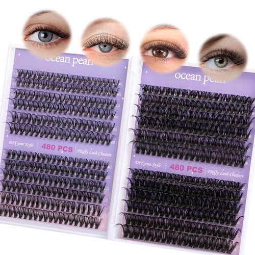 Ocean Pearl Lash Clusters 480PCS 11-20mm Individual Lashes 30D+40D+80D+100D Eyelash Clusters DIY Cluster Eyelash Extensions Thick Volume Lashes Natural Cluster Lash Extension for Beginners at Home-4