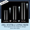 Luckyfairy Extra Long Square Nail Tips, XXL 120Pcs 12 Sizes No C Curve Clear Acrylic Nails Straight Tapered Square Press on False Nail Tips for Nail Extension Nail Art Salon Home DIY