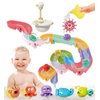 FORINCES Toddler Bath Toys - 41 PCS Kids Bathtub Toy Set with DIY Water Slide Track and Fishing Net Animals Floating Toys Baby Shower Time Game Toys for 1 2 3 4 5 Year Old Christmas Birthday Gifts