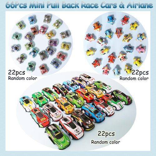 APZ 66 Pcs Mini Pull Back Cars,Toy Cars Party Favors for Kids,Small Race Cars Carnival Prizes Classroom Rewards,Treasure Prize Box Toys,Goodie Bag Stuffers for Boys Girls