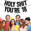 Black Glitter Holy Shit You're 18 Banner, Time to Adult/Happy 18th Birthday/Cheers to 18 Years, 18th Birthday Party Decorations Supplies