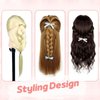 MQHIHI Mannequin Head Human Hair, 80% Real Hair Mannequin Head Cosmetology Manikin Practice Doll Head for Braiding Hairstyling Cutting with Free Clamp Holder and Tools (Light Brown)