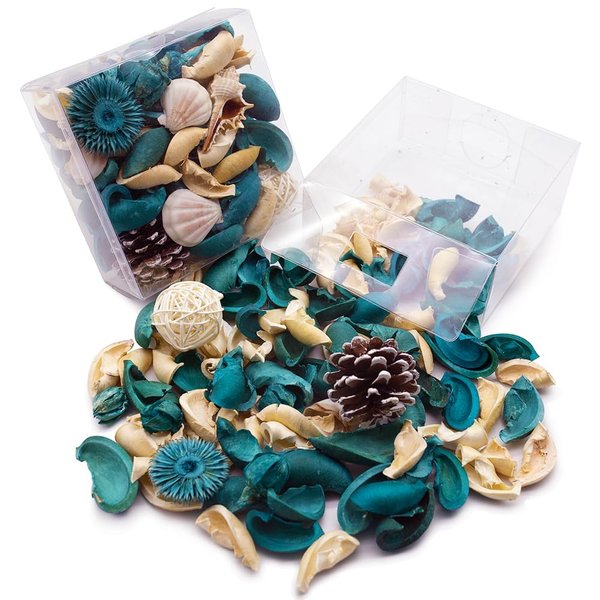 DomeStar Sea Shell Potpourri Bag, Turquoise Dried Petals Fresh Ocean Scent Sea Shell Conch and Rattan Ball Sachets Decorative Spring Fragrance Bowl Filler and Vase Filler