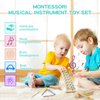 Toddlers Musical Instruments - Montessori Musical Toys for Toddlers, Neutral Colors Wooden Percussion Instruments Set, Modern Boho Xylophone for Boys Girls Kids Preschool Educational Birthday Gifts