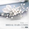 YBSHIN Pearl Bride Wedding Hair Comb Sliver Rhinestone Flower Hair Pieces Crystal Bridal Leaf Hair Accessories for Women and Girls