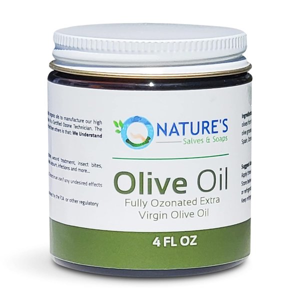 Nature's Salves and Soaps Fully Ozonated Organic Extra Virgin Olive Oil (4 Fl. Oz.)