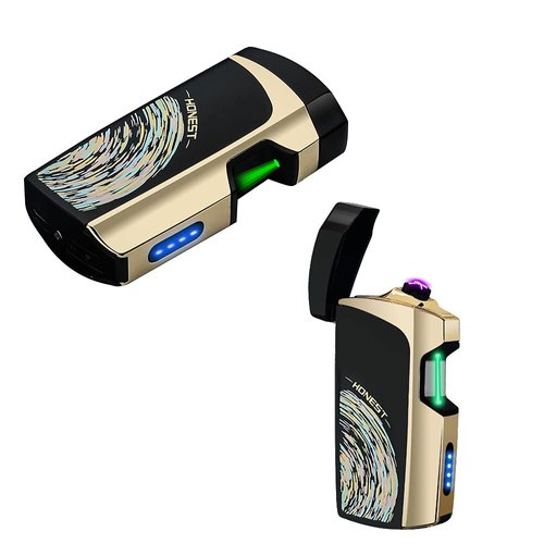 SKRFIRE Electric Arc Lighter USB Rechargeable Lighter Plasma Candle Lighter Windproof Flameless Lighter Unique Cool Lighter Box Lighter for Men, Women, Holiday (Black Meteor)