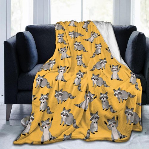 Carwayii Raccoon Blanket Throw Blanket Raccoon Gift for Women Men Soft Animal Flannel Blanket Plush Sofa Blanket Durable Travel Blanket Raccoon Birthday Gift 50"X40"