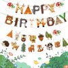 Woodland Party Decorations Woodland Happy Birthday Banner with Forest Animal Bunting Garland for Kids Boys Girls Woodland Birthday Party Supplies