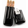Mantello Cigars Leather Cigar Case - Gifts for Men- Cedar Wood Lined Cigar Holder with Stainless Steel Cutter