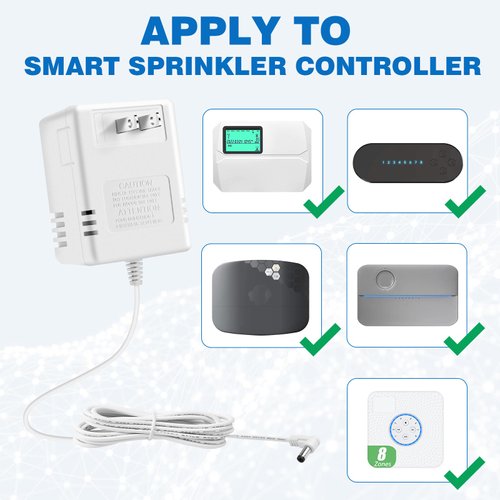 24 Volt AC 1000mA Power Adapter for Smart Sprinkler Controller,Indoor Irrigation System Controller,24V 1A AC to AC Wall Adapter Transformer Compatible with Most Smart Sprinkler Controller (White)