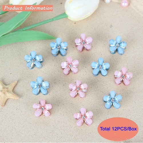 12Pcs Mini Pearl Hair Claw Clips in Flower Design,Small Pearl Hair Claw Clips, Artificial Decorative Hair Accessories for Women Girls (including 6pcs Blue and 6pcs Pink clips) …