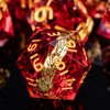 ORIFANTOU Magic Lord of The Rings DND Dice Set Sharp Edge Red Resin Dice with Box, Golden Ring Inclusion D&D Dice RPG Role Playing Games, Dungeons and Dragons D and D Polyhedral Dice Set
