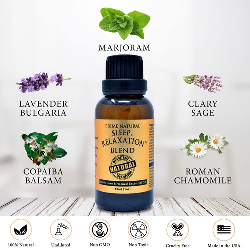 Sleep & Relaxation Essential Oil Blend 30ml/1oz - by Prime Natural - Made in USA - Pure Undiluted Therapeutic Grade - Aromatherapy Scents & Diffuser - Grounding, Calming, Peace, Natural Sleep Aid