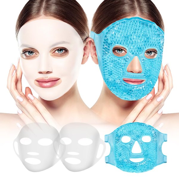 my novel things Face Ice Pack and 2 Packs Silicone Face Mask Cover, Ice Face Mask Hot Cold Eye Compress Skin Care Set for Women for Puffiness Swelling Relief Beauty Spa Essentials Gifts