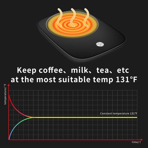 Misby Mug Warmer for Desk with Auto Shut Off, Coffee Warmer Cup Warmer for Office Home Desk Use Keep Beverage, Milk, Tea Warm Christmas/Birthday Gift (Deep Black)