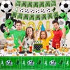 Soccer Party Supplies - 3 Set Soccer Themed Happy Birthday Banners, 1 Table Cloth, 10 Cake Toppers and 15 Soccer Theme Balloons Decorations for Kids and Soccer Fans Birthday Party