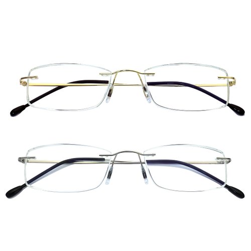 HIYANJN Rimless Readers Blue light proof reading glasses Women Men Anti Glare Filter Lightweight Eyeglasses (2-Pack,1.5)