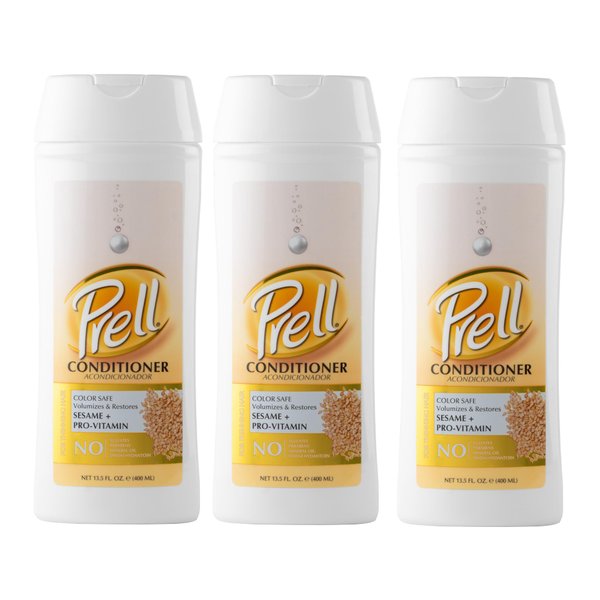 Prell Sesame + Pro-Vitamin Conditioner for Thinning Hair, Color Safe, Volumizes & Restores 13.5 fl. oz. (Pack of 3)