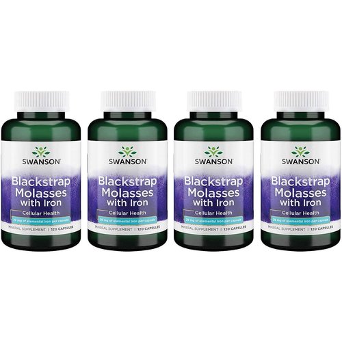 Swanson Blackstrap Molasses - Natural Iron Supplement Promoting Healthy Skin - Premium Wellness Formula - (120 Capsules, 29mg Each) 4 Pack