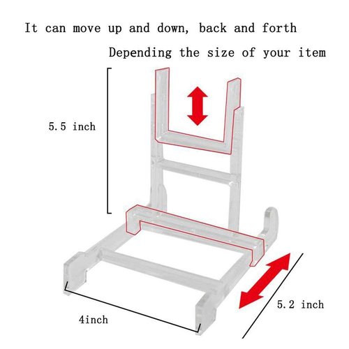 Artliving Two Part Adjustable Clear Acrylic Plastic Display Stand Easel (Set of 5)