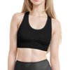 Match Womens Sports Bra Wirefree Seamless Padded Racerback Yoga Bra for Workout Gym Activewear with Removable Pads #001(1 Pack of 3(Black-Bright Green-Gray Brown),S)