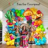 Mexican fiesta Balloon Garland Arch Kit 121pcs with Pink, Red, Yellow, Orange, Green Balloons and day of the dead Banner for Birthday and Baby Shower Cinco de Mayo Themed Party Supplies Decorations
