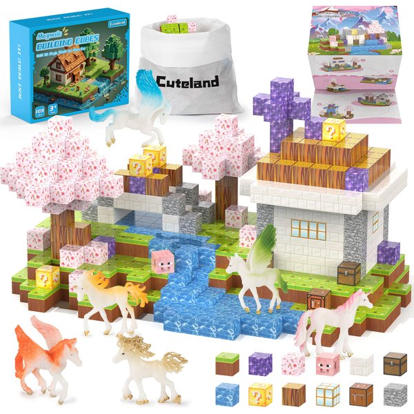 Magnetic Blocks 108PCS Magnetic Building Blocks for Girl 6-8 with 6 Animal Toys, Magnetic Building Blocks Toddler Toys for 6+ Year Old Boys & Girls, Creative Kids Games Kids Toys
