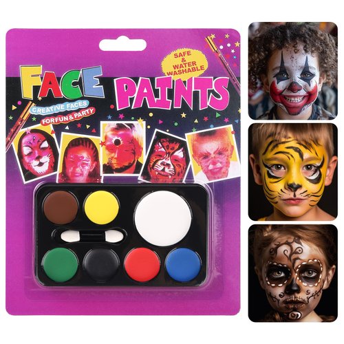 7 Colors Face Body Paint Oil Based Facepaint Makeup Palette for Adults & Kids- Non Toxic Safe for Halloween, Cosplay Costumes, Parties, Festivals and Special Effects Makeup