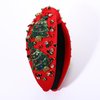 Christmas Headband for Women Beaded Christmas Tree Reindeer Snowflake Headband Jeweled Rhinestone Pearl Knotted Headband Christmas Holiday Hair Accessories Outfit Party Favors (Xmas Tree 1 - Red)