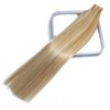 Tape in Hair Extensions Remy Human Hair Ombre Color Golden Brown Highlights Bleach Blonde Invisible Skin Wef 16inch 60g 20 Pieces Staight Tape ins for Fashion Women (16Inch #12p613 60g)