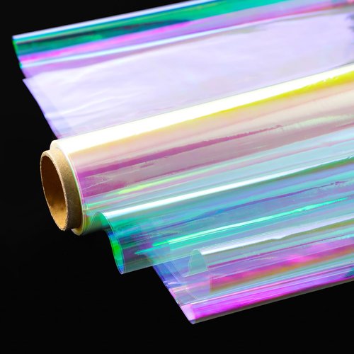 shareluck Easter Iridescent Cellophane Wrap-Rainbow Wrapping Film (50' Long x 17" Wide) Colored Film Roll to Wrap Gift Baskets, Flower, DIY Craft for Holiday, Christmas, Decor.