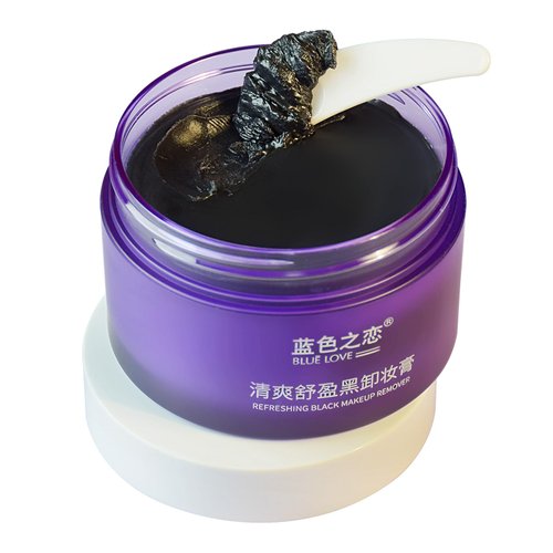 BLUE LOVE Black Cleansing Cream for Eye Face Lip Waterproof Makeup, Makeup Melting Balm, Deep Cleaning, Moisturizing Face Makeup Remover, Makeup Removing Balm for All Skin Types, 16.9 oz