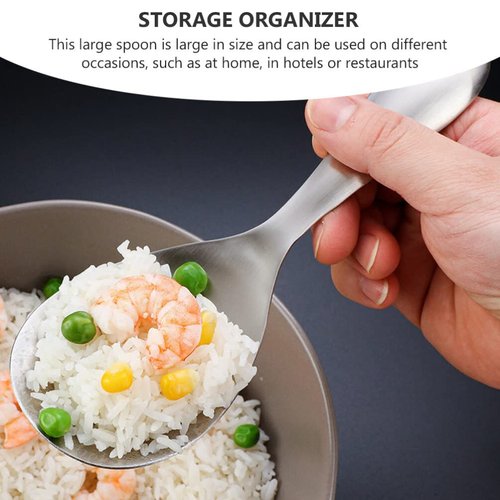 Cabilock Rice Paddle Spoon Non- Stick Food Serving Spoon Stainless Steel Rice Spoon Scoop Kitchen Utensils for Home Restaurant Hotel Silver