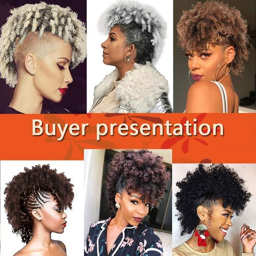 KRSI Women's Synthetic Red Wine Spring Curly Mohawk Wig with Bangs and Ponytail