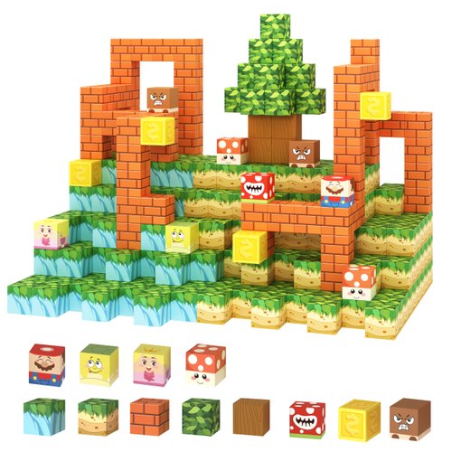 Yumiga Magnetic Blocks, Magnet Cube Toys, Building Magnetic Cube Set, Magnetic Building Blocks for Toddlers, Strong Magnet, STEM Sensory Educational Toy Gift for Kids Boys & Girls Ages 3 4 5 6 7 8