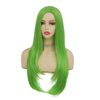 Tseses Fluorescent Green Long Straight Wigs for Women with Side Bangs Natural Halloween Party Hair Heat Resistant Synthetic Wig for Cosplay Party