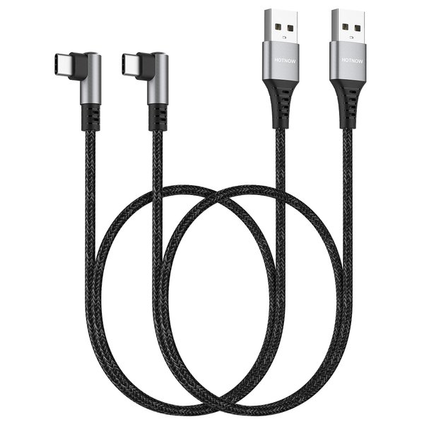 HOTNOW Short USB C Cable Right Angle 1.5ft 2Pack, USB Type C Charger Cable Compatible with iPhone 15/15 Plus/15 Pro/15 Pro Max, Galaxy S21/S20/S10/S9 Plus