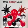 FROUFING Red and black white silver balloon garland arch kit 134 Pcs with mylar star balloons for graduation Day anniversary birthday red carpet party supplies decorations