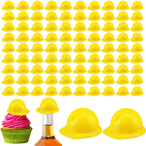 Restroma 120 Pack Mini Plastic Construction Hat Small Hard Hats Miniature Construction Hat Yellow...