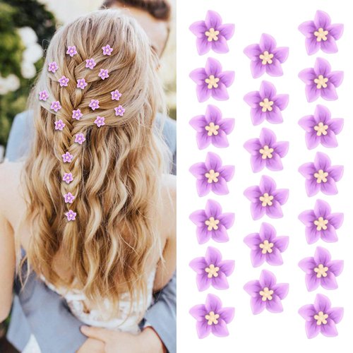 Paderison 20Pcs Flower Clips Purple Hair Accessories for Girls Rapunzel Hair Flowers floral hair ...