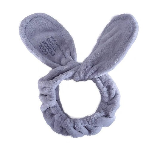 Linsiter Bathroom Headband Gray Hair Shaper, Bunny Hair Band for Washing Face Soft Coral Fleece Hairlace Makeup Headband, 1pcs