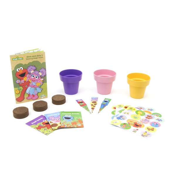 Green Toys Sesame Street Abby's Garden Planting Activity Set - 17 Piece Kids Outdoor Toy Set with Seeds and Stickers. No BPA, phthalates, PVC. Dishwasher Safe, Recycled Plastic, Made in USA.