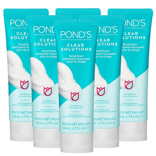 Pond's Clear Solution, Foaming Face Wash, Removes Excess Oil, Face Cleanser, 6-Pack of 1.07 Fl Oz Each