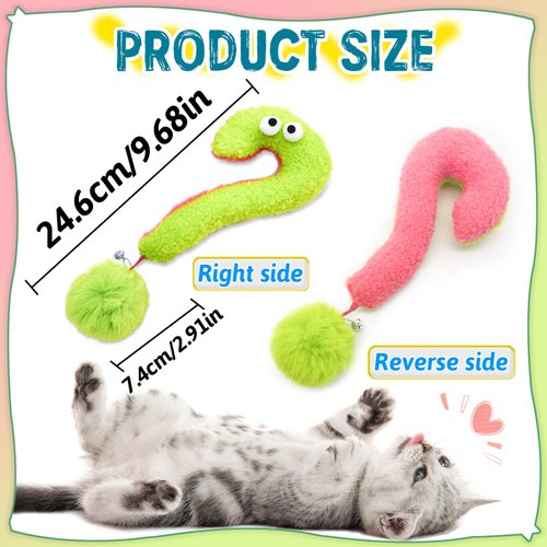 Andiker Interactive Cat Toy, Question Mark Shaped Cat Kicker Toy with a Plush Ball and a Bell for Kicking & Playing, 7.2inches Plush Cat Chew Toy for Stress Relief and Relaxation (Question Mark)