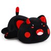 SNOWOLF Black Cat Plush Pillow Kawaii Toy Cute Soft Cat Stuffed Animals Kitten Plushie Doll Great Gift for Kids and Adult Birthday Christmas Valentines Day, 12", Black Red