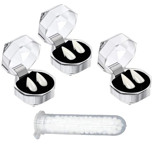 Vampire Fangs kit Halloween Party Vampire Fangs and Role-Playing Party Props Adhesive hot Beads (3 Different Sizes)