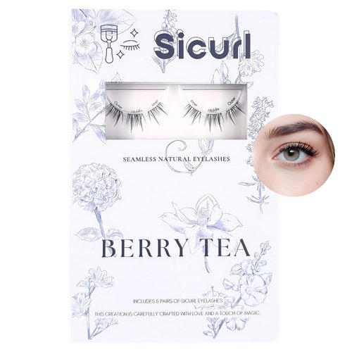 Sicurl The Berry Tea Lashes, Natural Airy Eyelashes, minimal makeup look, Individual Lashes, Easy to Apply, No Lash Glue Included, 5 Sets of Eyelashes