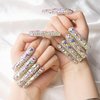 LOVFUL Press on Nails Eternal Stunning | Handmade with Full Covered Crystals | Reusable Fake Nails | Square | H46-L